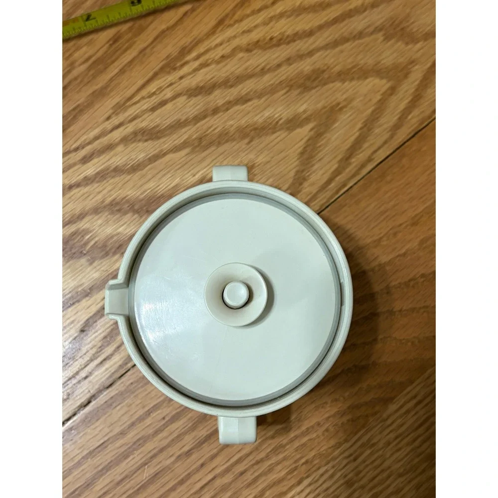 Vintage Tupperware Almond Creamer Pitcher with Push Button Lid Double Handle